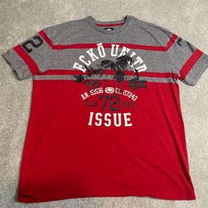 Ecko Unlimited Unltd Red Gray Striped Shirt Issue 3XL Men’s